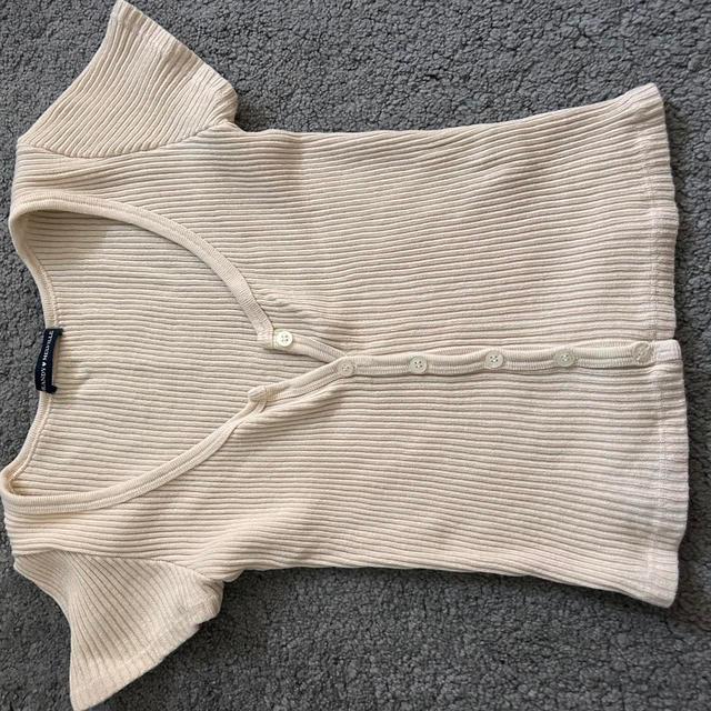 Brandy Melville Women's Crop top - Cream/Tan - XS on Productcaster.