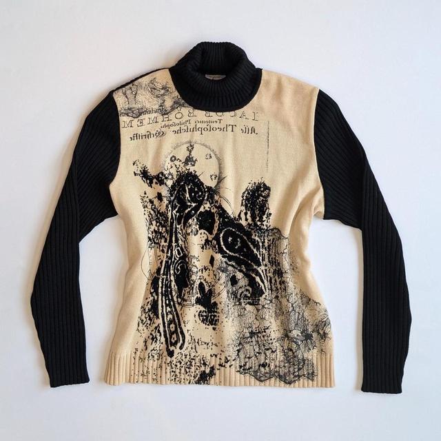 Vintage Women's Jumper - Cream/Black - L on Productcaster.