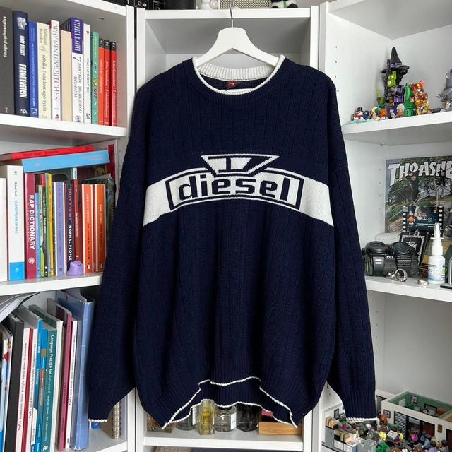 Diesel Men's Jumper - Navy/White - XL on Productcaster.