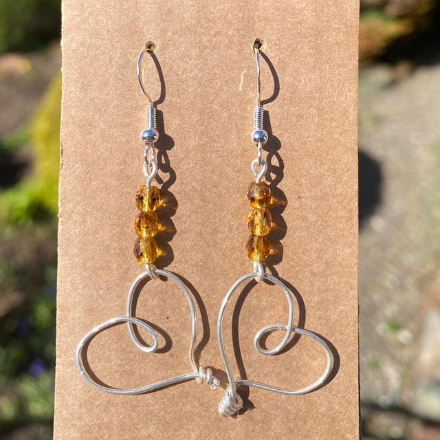 Handmade Women's Earrings - Silver/Brown on Productcaster.