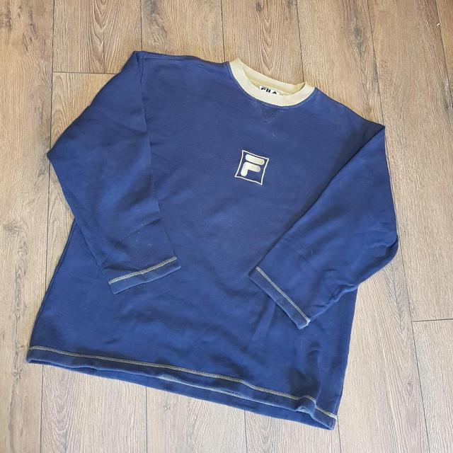 Fila Men's Sweatshirt - Navy/Gold - XL on Productcaster.