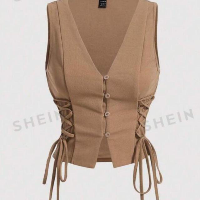 SHEIN Women's Top - Tan/Brown - M on Productcaster.