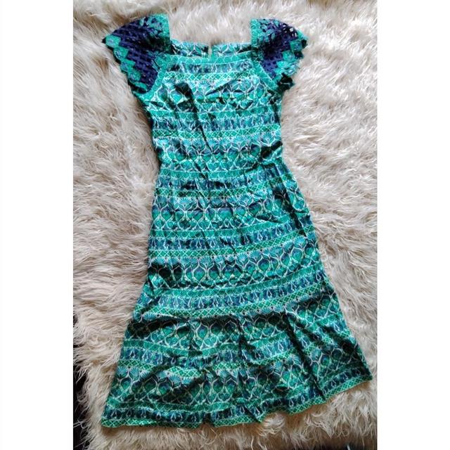 Vintage Women's Midi Dress - Blue/Green - 8 on Productcaster.