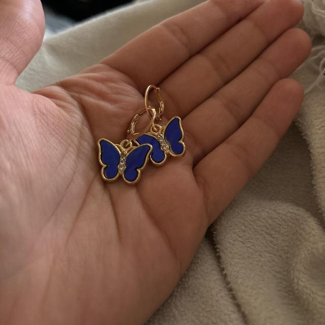 Women's Earrings - Blue/Gold on Productcaster.