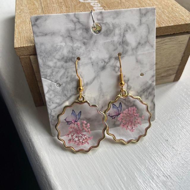 Women's Earrings - Pink/Gold on Productcaster.