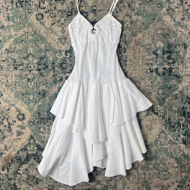 Vintage Women's Fishtail Dress - White - XS on Productcaster.