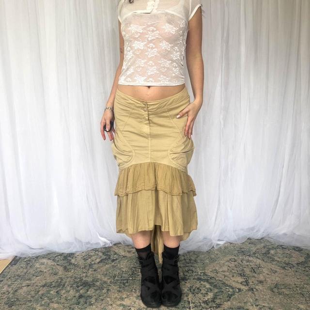 Vintage Women's Maxi Skirt - Tan/Cream - M on Productcaster.