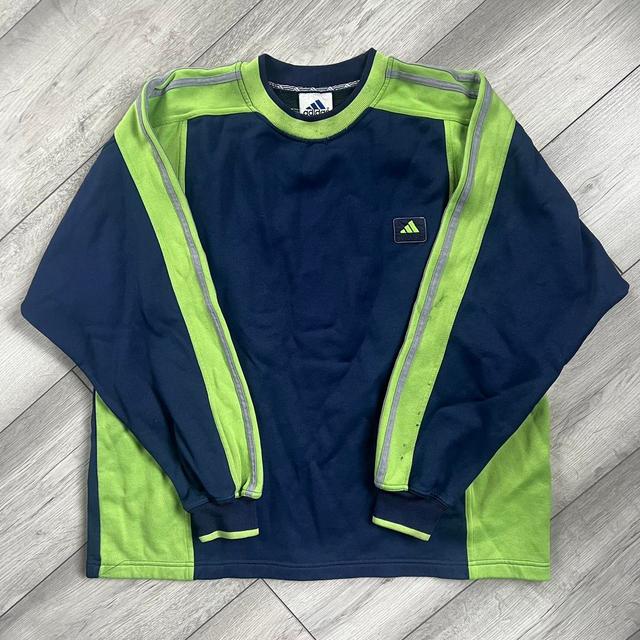 Adidas Men's Sweatshirt - Green/Navy - L on Productcaster.