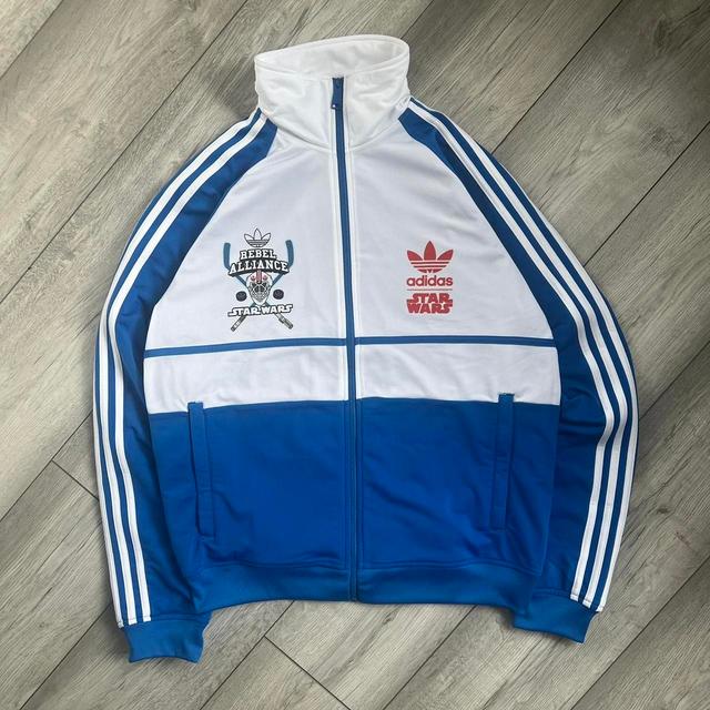 Adidas Men's Varsity Jacket - White/Blue - L on Productcaster.