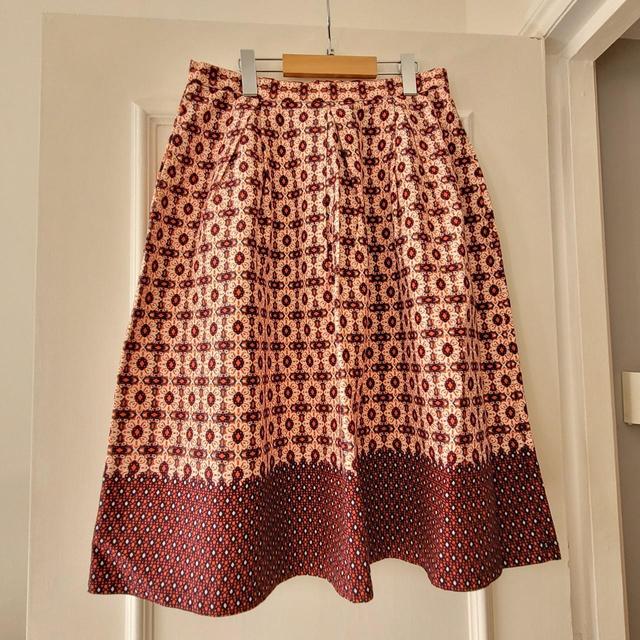 Topshop Women's Midi Skirt - Red/Multi - UK 14 on Productcaster.