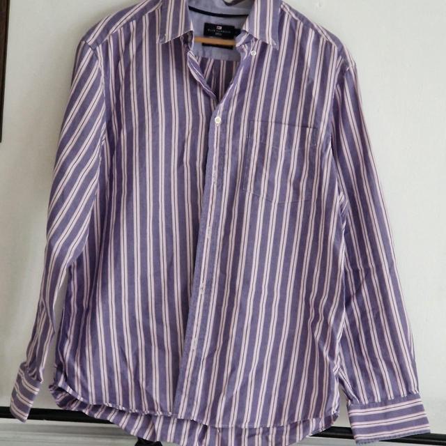 Marks & Spencer Men's Shirt - White/Purple - L on Productcaster.