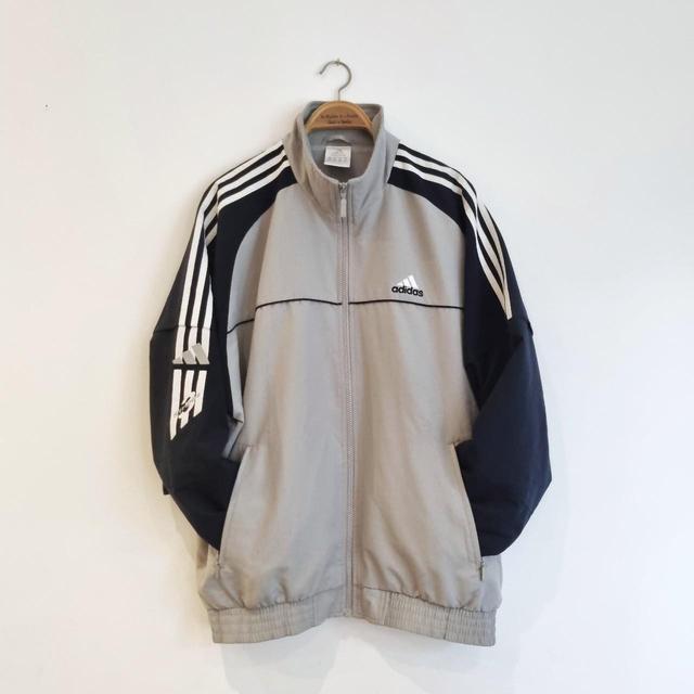 Adidas Men's Polyester Jacket - Grey/Navy - L on Productcaster.