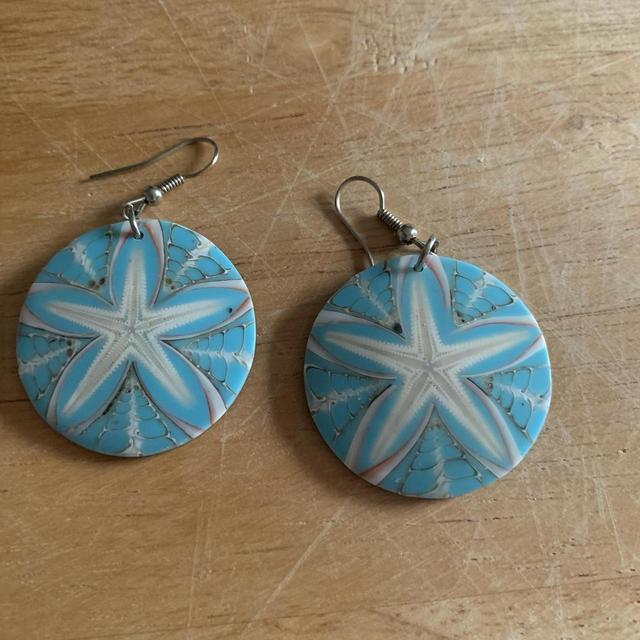 Women's Earrings - Blue/White on Productcaster.