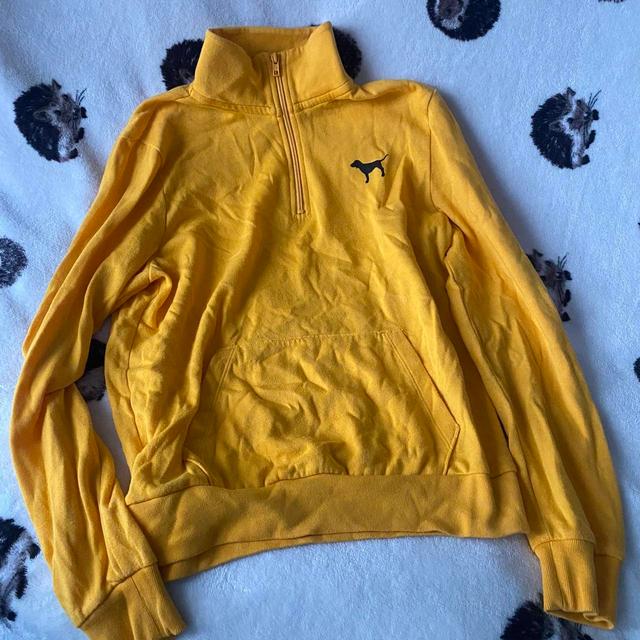 Victoria's Secret PINK Women's Sweatshirt - Yellow - S on Productcaster.