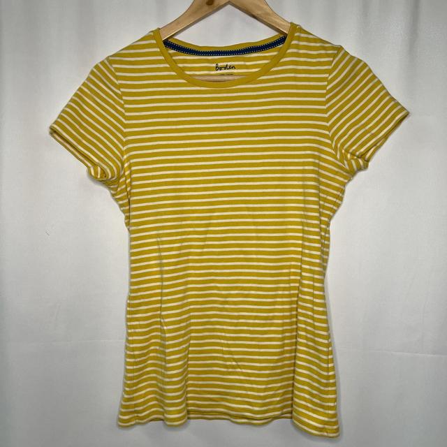 Boden Women's T-shirt - Yellow/White - 12 on Productcaster.