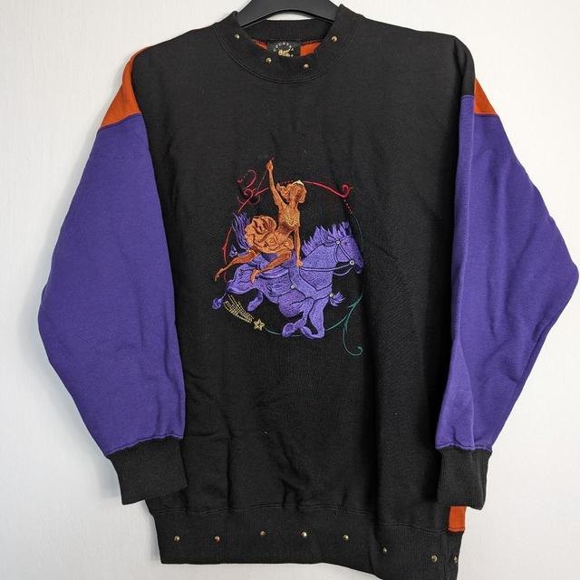 Vintage Women's Sweatshirt - Black/Purple - S on Productcaster.