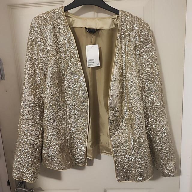 H&M Women's Blazer Jacket - Gold - UK 18 on Productcaster.