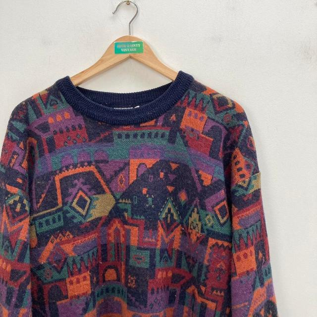 Vintage Men's Jumper - Navy/Multi - M on Productcaster.