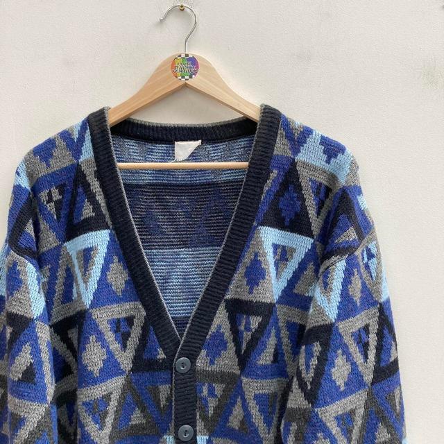 Vintage Men's Cardigan - Black/Blue - L on Productcaster.