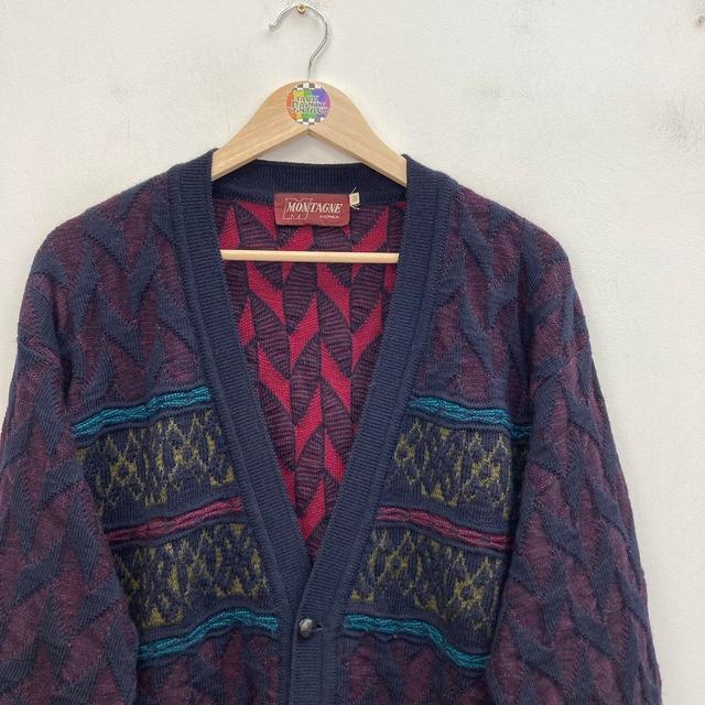 Vintage Men's Cardigan - Navy/Multi - M on Productcaster.