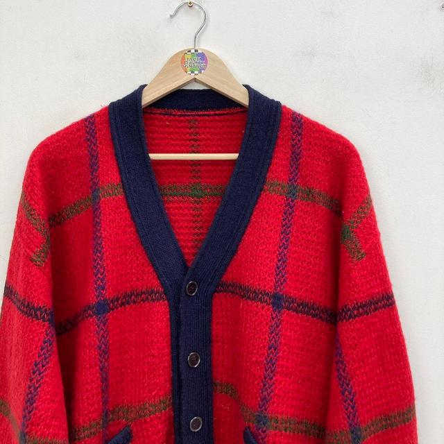 Vintage Men's Cardigan - Red/Navy - XL on Productcaster.