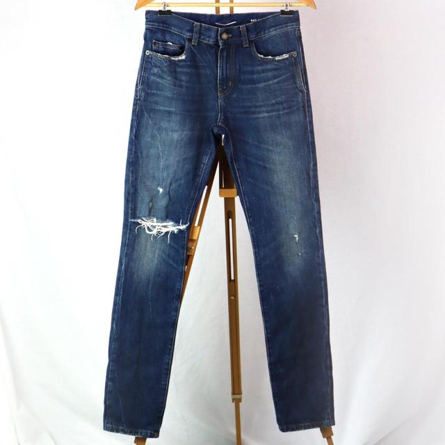 Saint Laurent Paris Men's Slim Distressed Jeans - Blue/Navy - 28" on Productcaster.