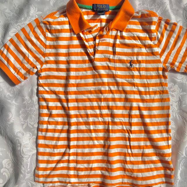 Polo Ralph Lauren Women's T-shirt - Orange/White - S on Productcaster.