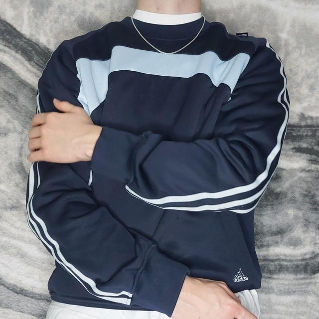 Adidas Men's Sweatshirt - Blue/Navy - L on Productcaster.