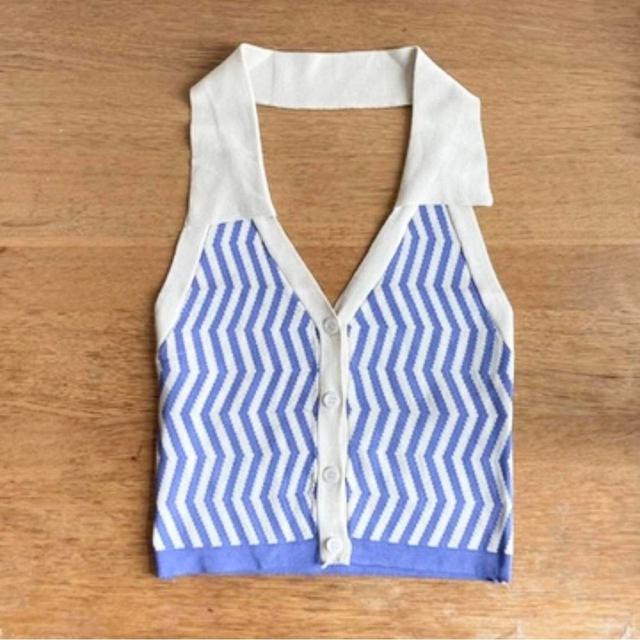 Women's Vest - Cream/Blue - S on Productcaster.