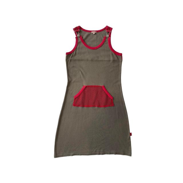 Vintage Women's A-line Dress - Khaki/Red - S on Productcaster.