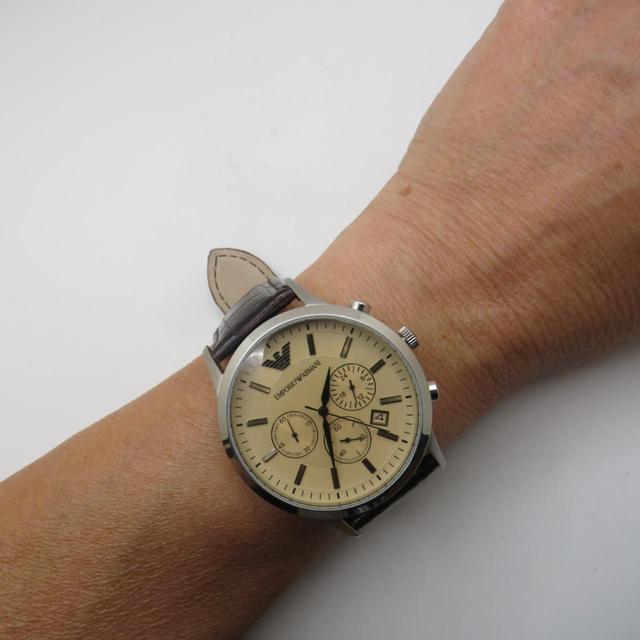 Armani Men's Analogue Watch - Silver/Brown on Productcaster.