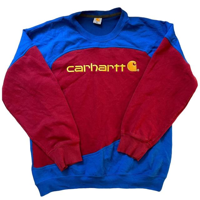 Carhartt Men's Sweatshirt - Burgundy/Blue - L on Productcaster.