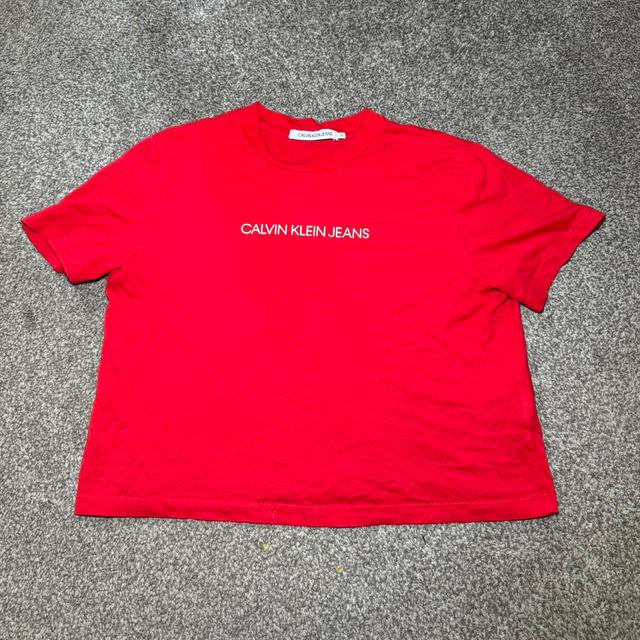 Calvin Klein Jeans Women's T-shirt - Red/White - 10 on Productcaster.