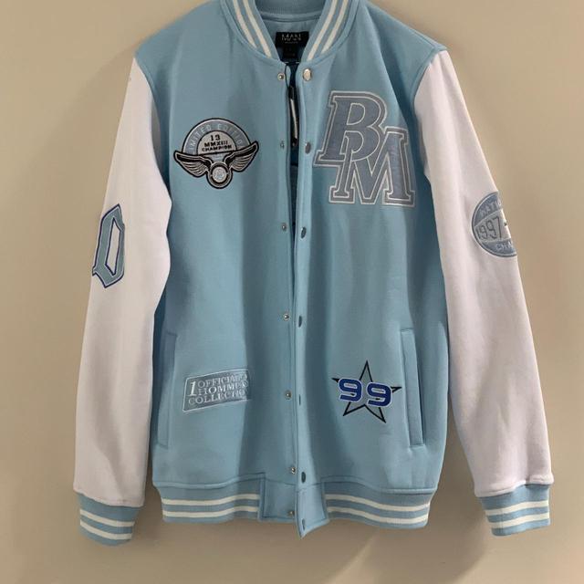 Boohoo Men's Varsity Jacket - Blue/Multi - S on Productcaster.