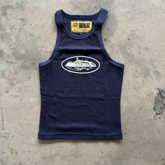 Corteiz Women's Vest - Navy/White - S on Productcaster.