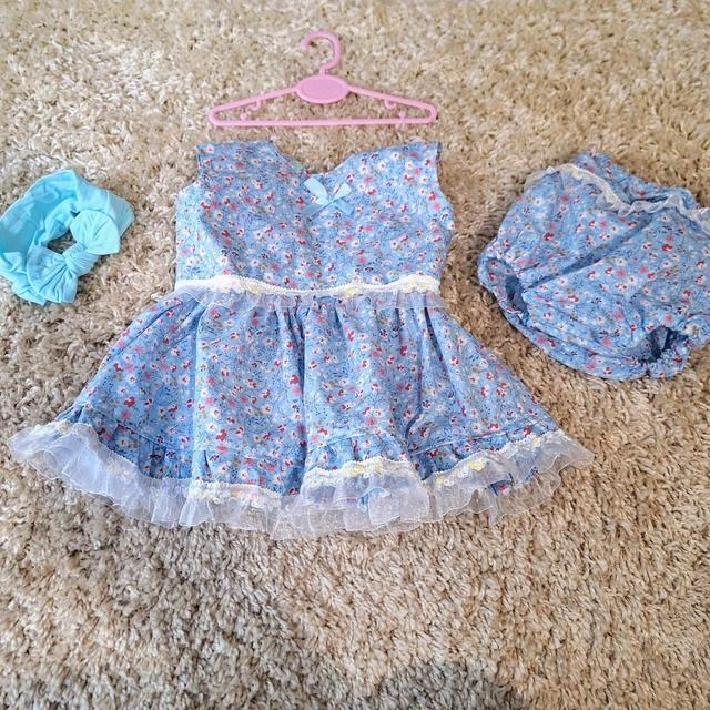 Handmade Kids' Babydoll Dress - White/Blue - 3-6 months on Productcaster.