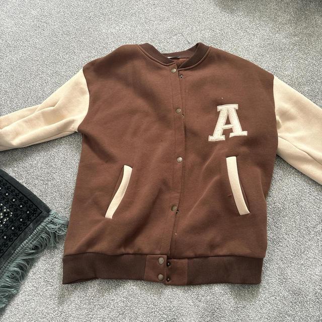 Women's Varsity Jacket - Cream/Brown - M on Productcaster.