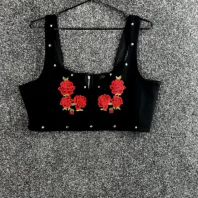 Topshop Women's Crop top - Multi/Black - 16 on Productcaster.