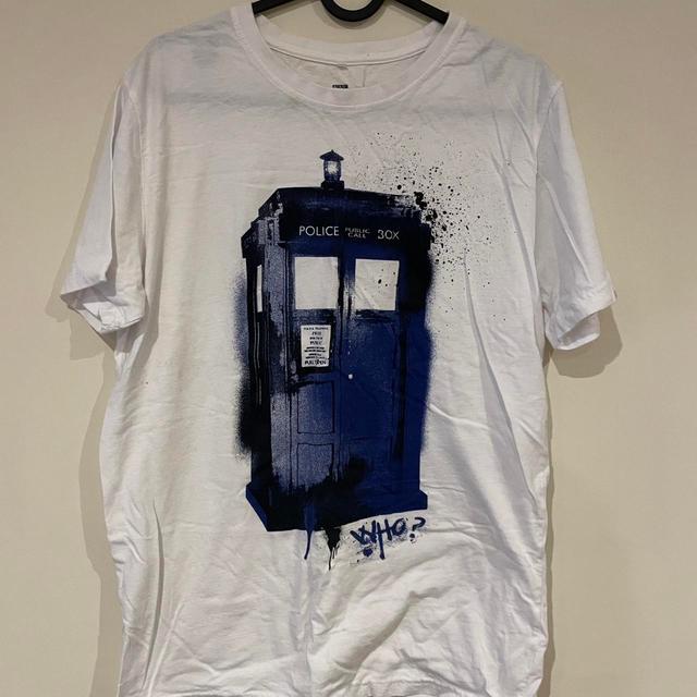 Men's T-shirt - White/Blue - S on Productcaster.