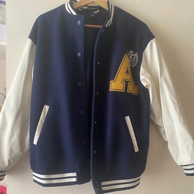 H&M Women's Varsity Jacket - Navy - UK 10 on Productcaster.