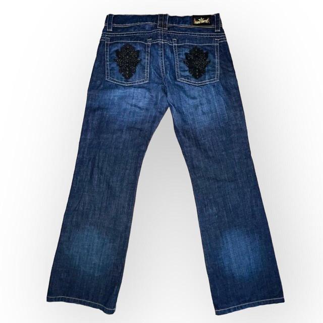 Vintage Men's Straight leg Embellished Jeans - Blue/Brown - 36" on Productcaster.