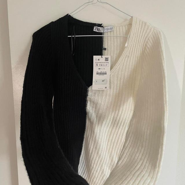 Zara Women's Jumper - Black/White - S on Productcaster.