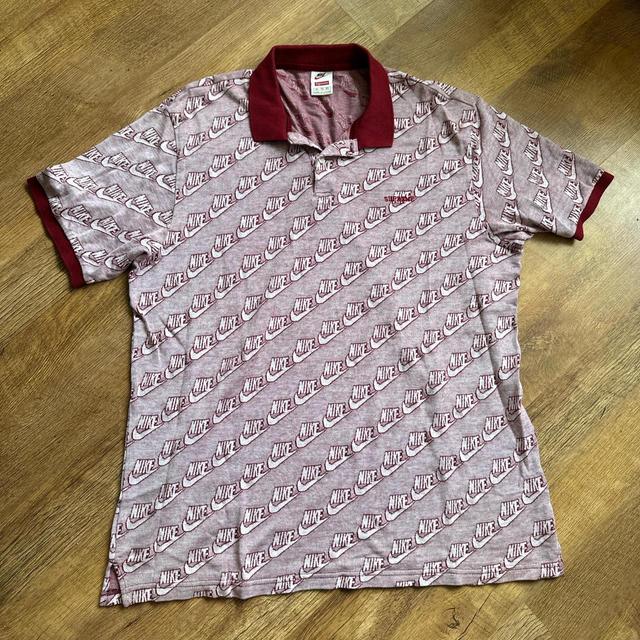 Supreme Men's Polo shirt - Burgundy/White - XL on Productcaster.