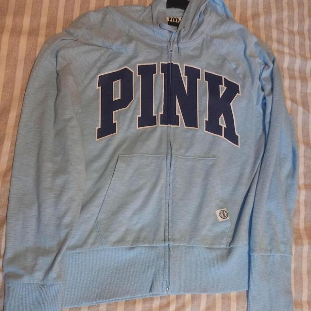 Victoria's Secret PINK Women's Hoodie - White/Blue - 12 on Productcaster.