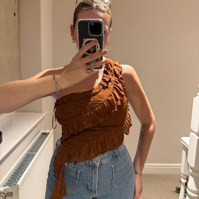 Zara Women's Crop top - Brown/Orange - M on Productcaster.