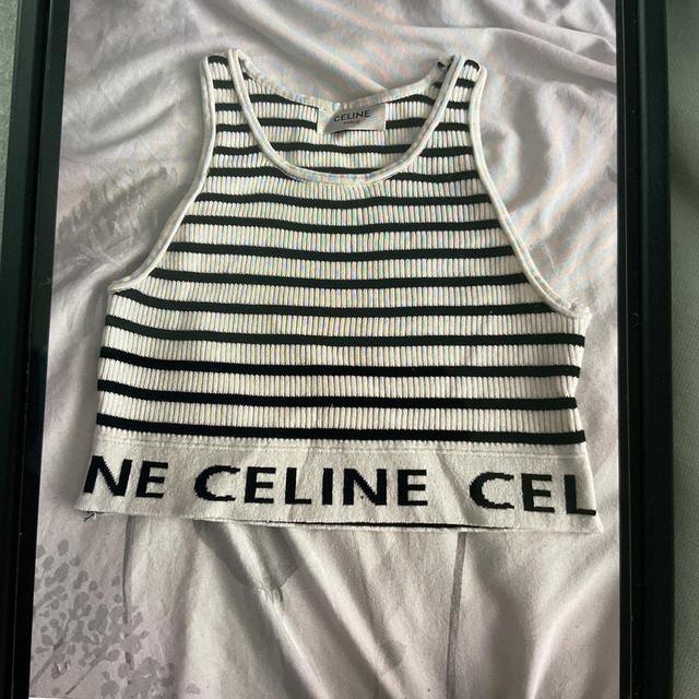 CELINE Women's Crop top - Black/Cream - M on Productcaster.