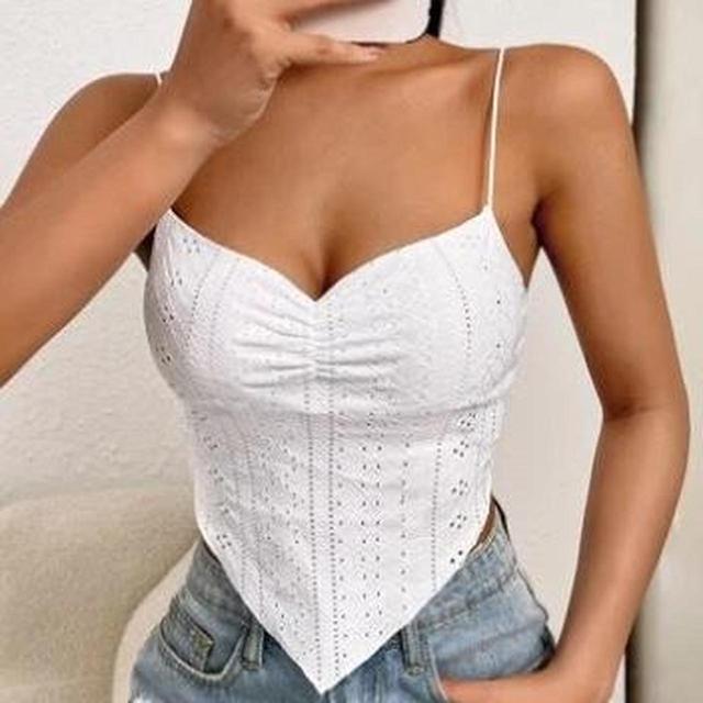 Vintage Women's Crop top - White - L on Productcaster.