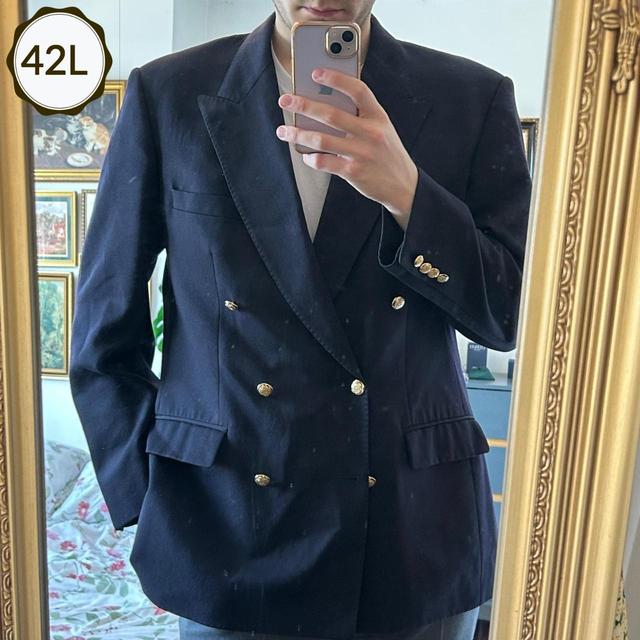 St Michael Men's Blazer Jacket - Navy/Gold - L on Productcaster.