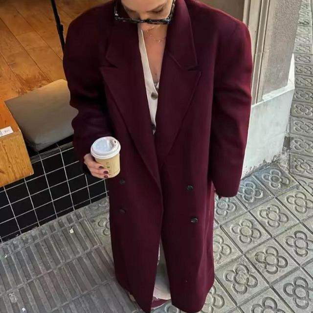 Women's Overcoat - Burgundy - S on Productcaster.