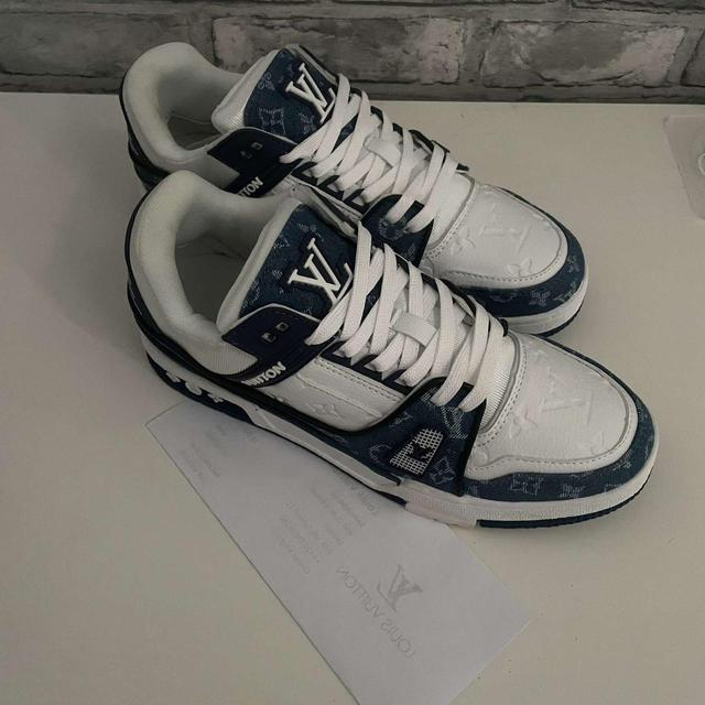 Louis Vuitton Men's Trainers - Blue/White - UK 8 on Productcaster.